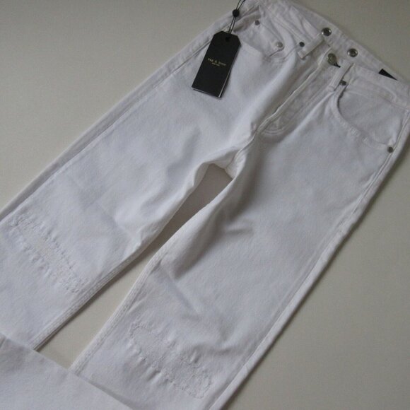 NWT rag & bone Maya in Worn Vintage White High Rise Ankle Straight Jeans 31 - Picture 4 of 10